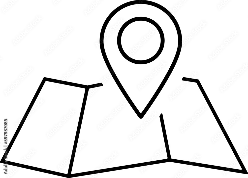 Linear icon of map pin as location concept Linear icon of map pin as location concept
