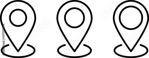 Set of linear icons of map pin as location concept
