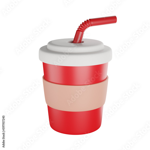 Paper, plastic beverage cup 3d icon