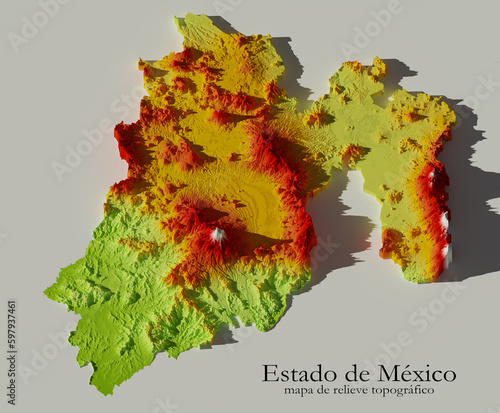 Mapa topográfico del Estado de México photo