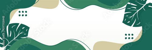 summer background of abstract shapes, waves and leaves pattern with free space for text. Template for banner, poster, social media, web.