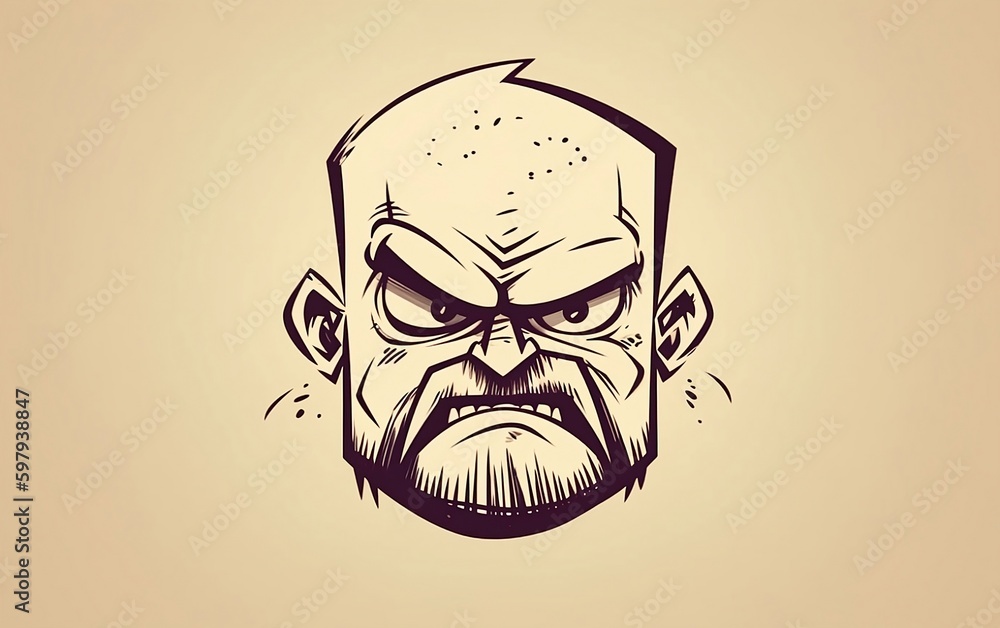 Illustration of an angry man. Simple flat illustration. Generative AI technology. Illustration of an angry man. Simple flat illustration. Generative AI technology.