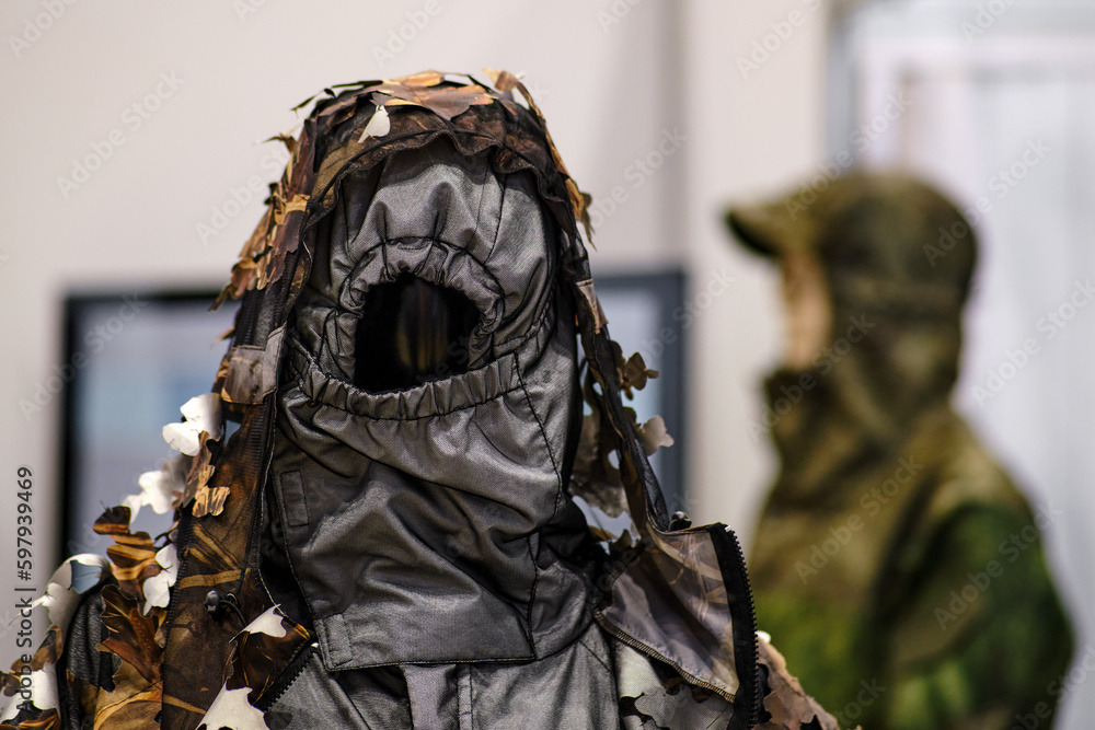 Military uniform on a mannequin as a sample for sale in a store