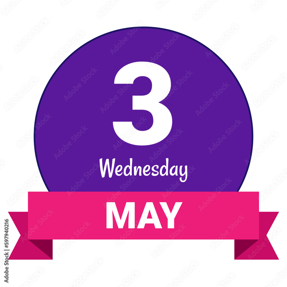 3 May, Wednesday. Date template. Useful design for calendar or event promotion. Vector illustration EPS 10 File. Isolated on white background. 3 May, Wednesday. Date template. Useful design for calendar or event promotion. Vector illustration EPS 10 File. Isolated on white background.