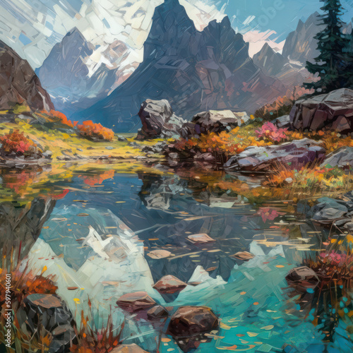 Vintage Landscape Oil Paintings, Generative AI