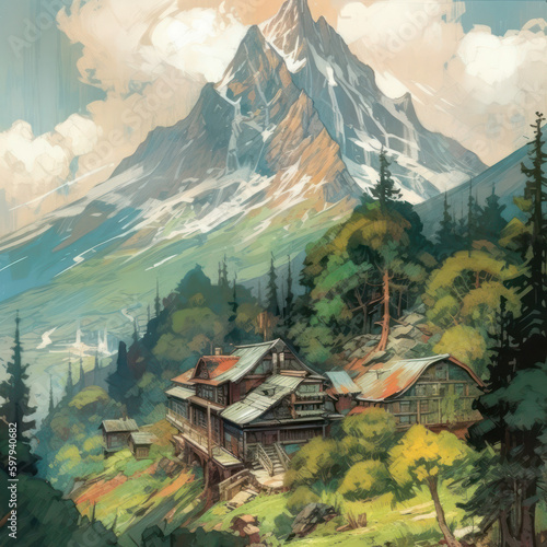 Wallpaper Mural Vintage Landscape Oil Paintings, Generative AI Torontodigital.ca