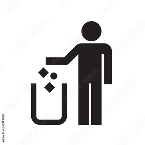 Garbage disposal, Do not litter sign, Keep clean, Prohibition icon sticker for area places, Isolated on white background, Flat design vector illustration