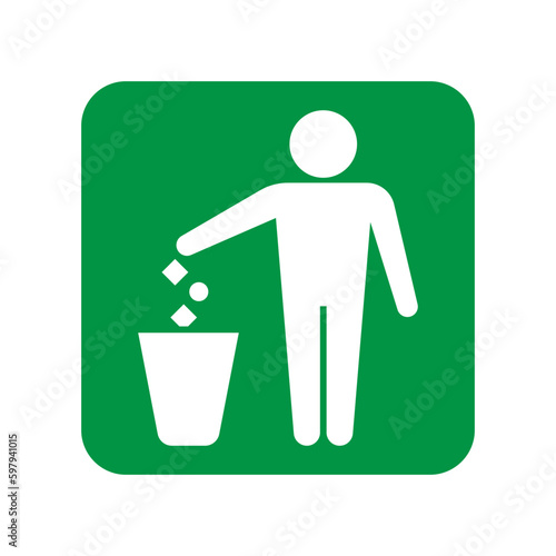Garbage disposal, Do not litter sign, Keep clean, Prohibition icon sticker for area places, Isolated on white background, Flat design vector illustration