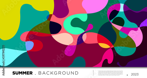Vector colorful abstract fluid and geometric background for summer 2023