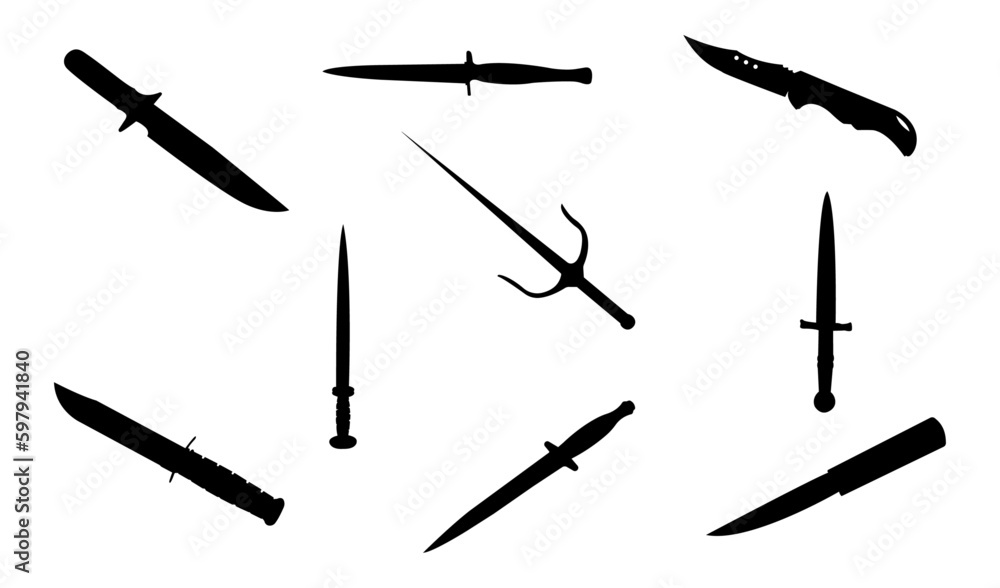 Set of knives vector icon sheet Set of knives vector icon sheet