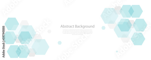 Geometric abstract background with blue hexagons. Structure molecule and communication. Science, technology and medical concept. Vector white background illustration