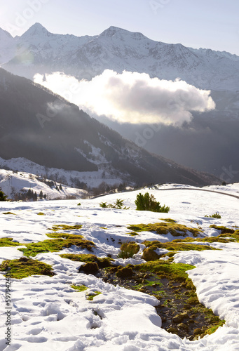 Mountain, snow, clouds and water (Pyrenees) © ocphoto