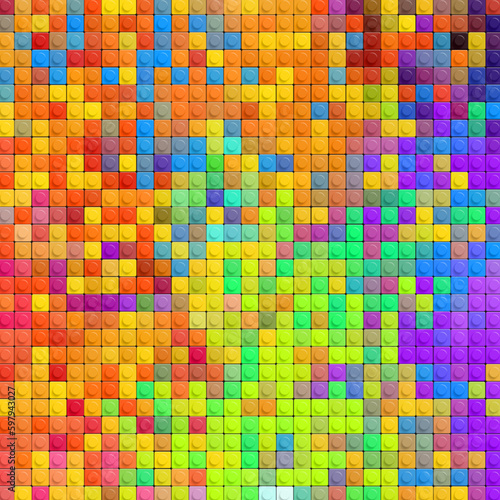 multicolored abstract background made of bricks, 3d rendering