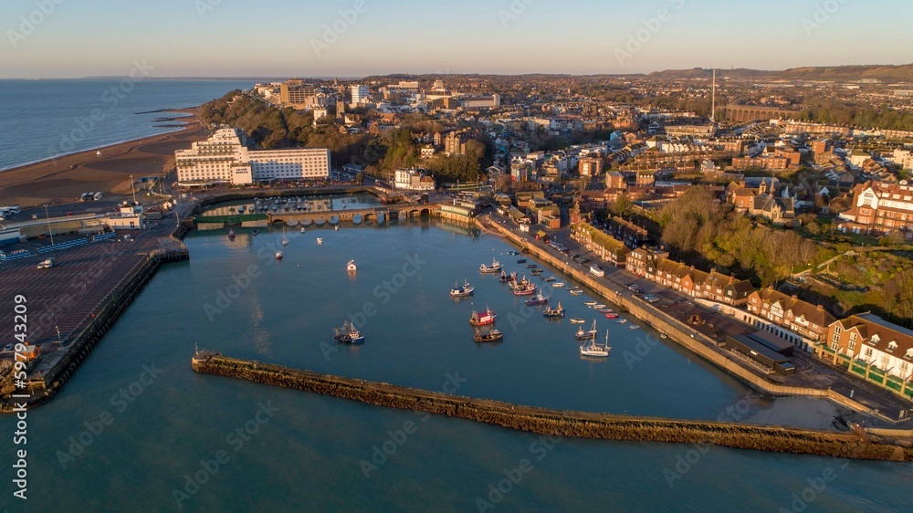 An aerial view of Folkestone Harbour