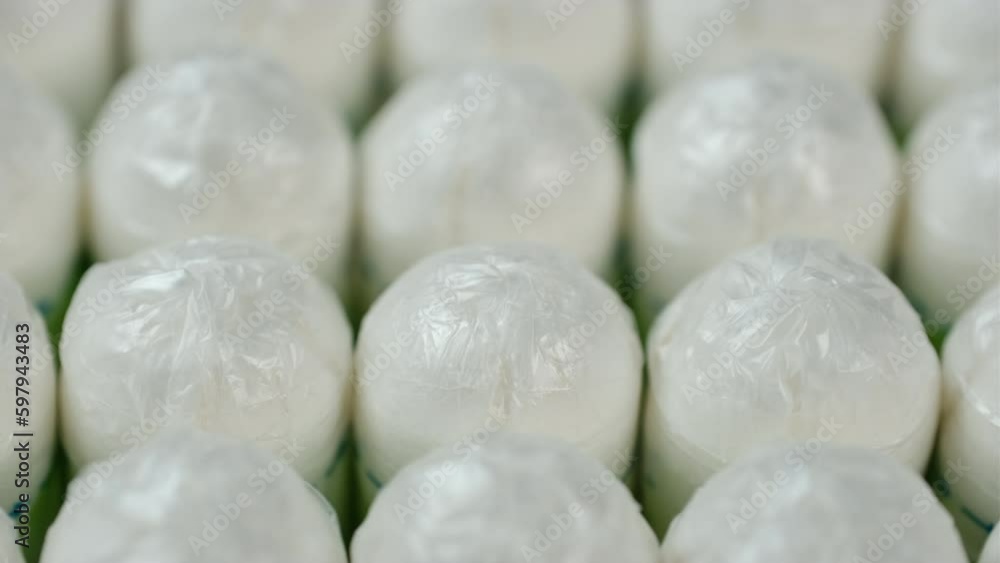 Hygienic Female tampons top view, slider shot Hygienic Female tampons top view, slider shot