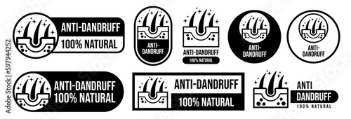 100% natural, anti dandruff logo icon for shampoo or hair oil design.