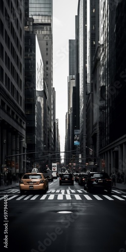 metropolis street with high-rise buildings © Artem