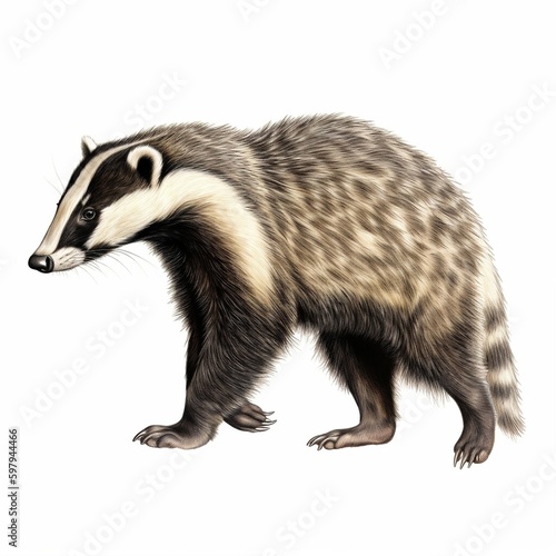 badger portrait on white background
