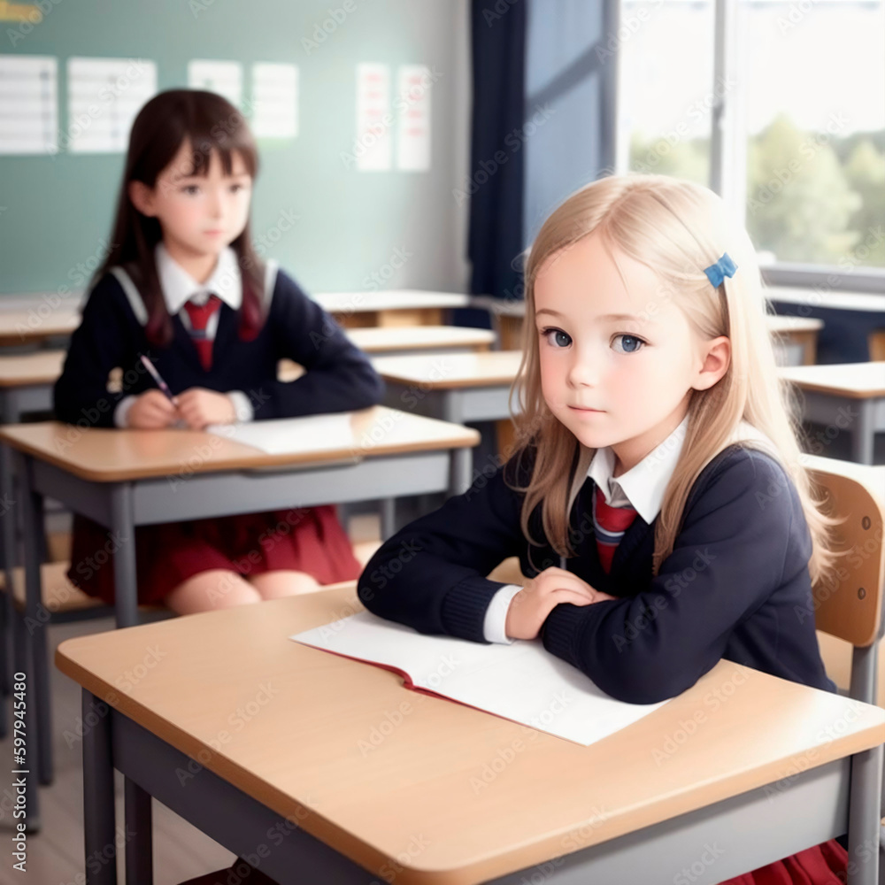 Children in the classroom at school. Generative AI Children in the classroom at school. Generative AI