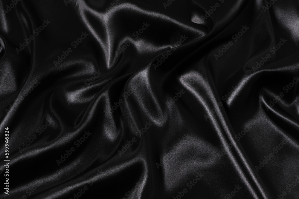 Silk fabric, abstract wavy black satin fabric background. Silk fabric, abstract wavy black satin fabric background.