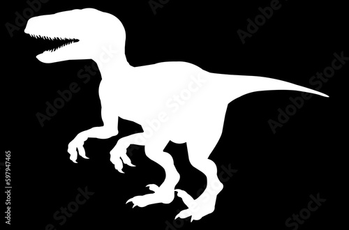 white dinosaur silhouette on black background