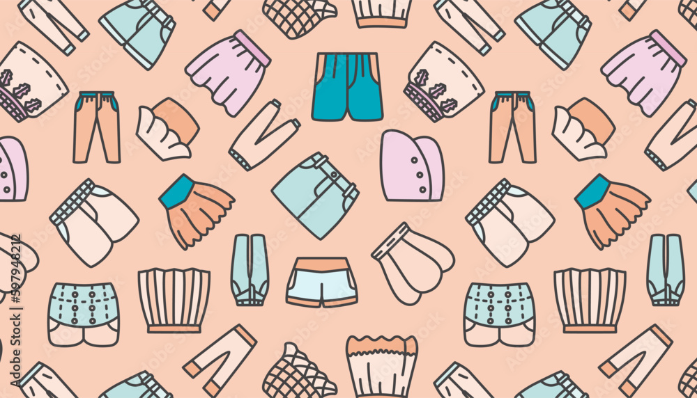 Skirts and pants seamless pattern. Skirts and pants seamless pattern.