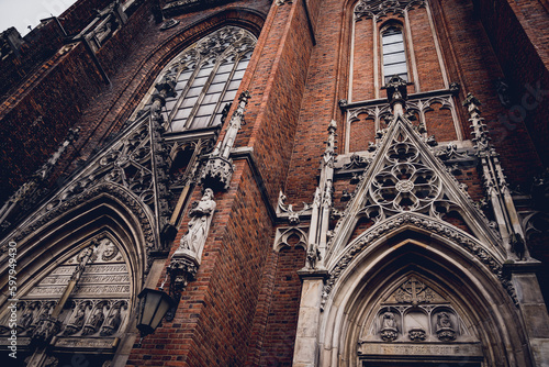 Architectural detail of the olds gothic cathedral in Europe  photo