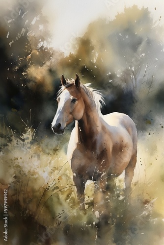 Watercolour painting of a horse