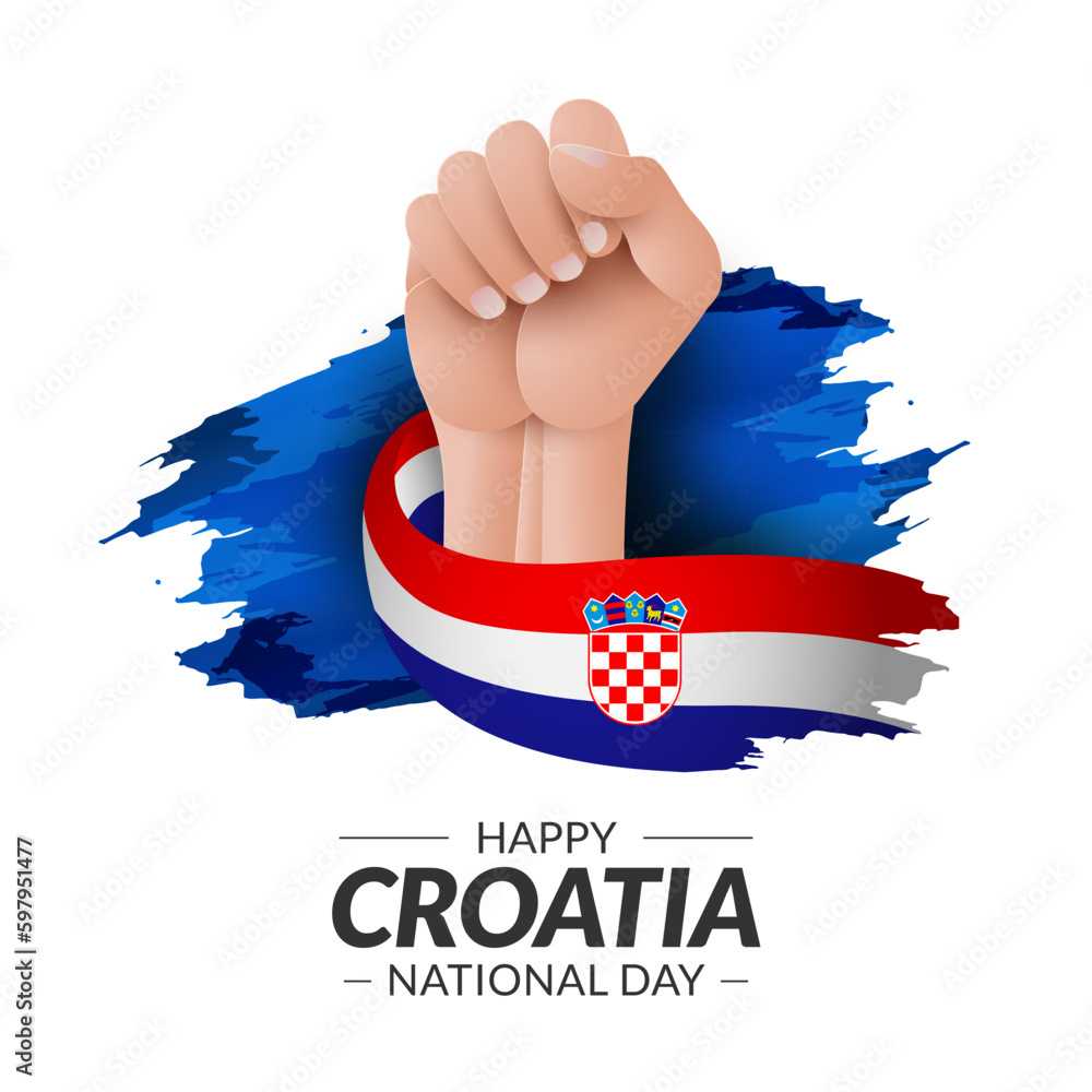 Croatia Independence Day design with hand holding flag. Croatia wavy flag vector. national day