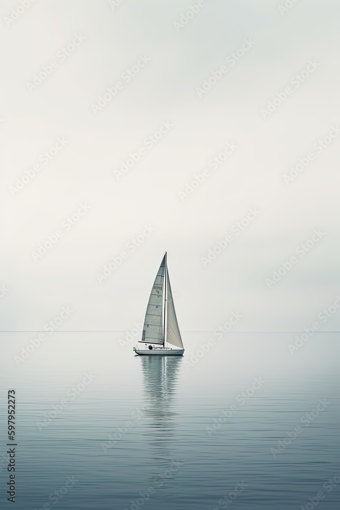 Minimalist photography of a sailboat, japanesse minimalism, 8K generative ai