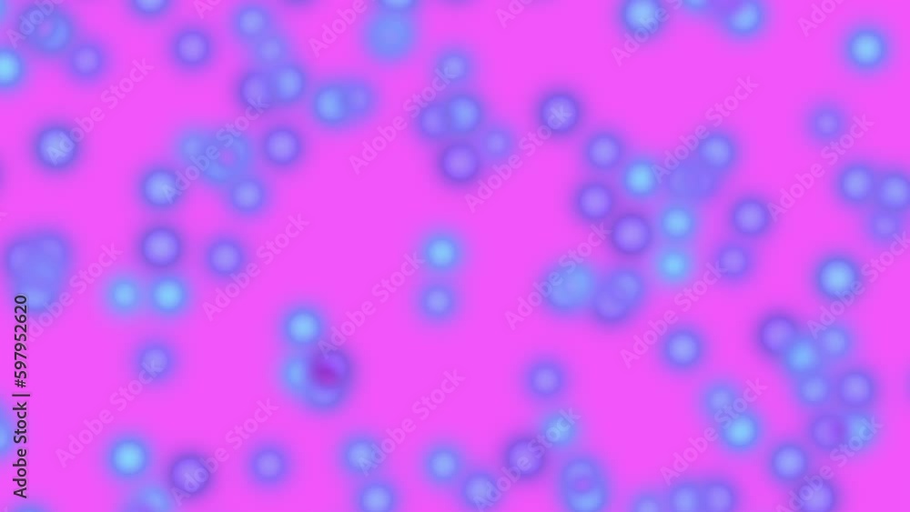 Soft small bubbles appear and disappear randomly. Abstract light blue and purple particles on magenta pink background. Defocused texture glowing circles. Marshmallow unicorn concept. Fantasy animation Soft small bubbles appear and disappear randomly. Abstract light blue and purple particles on magenta pink background. Defocused texture glowing circles. Marshmallow unicorn concept. Fantasy animation