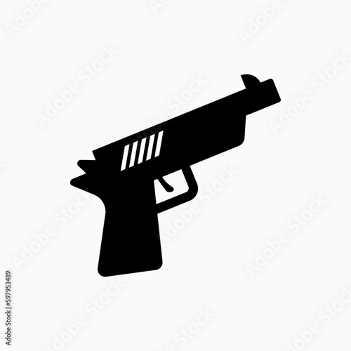 Gun Icon, Crime Movie Genre. Entertainment Label Sign. Symbol, Logo - Vector.