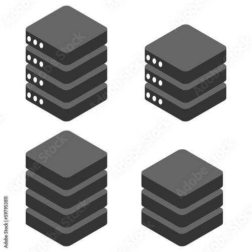 Database storage icon isometric, internet network server cloud data symbol, connection system vector illustration