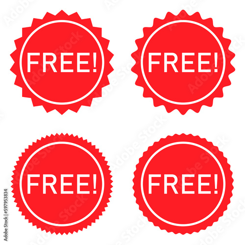 Set of Free web button sign, promotion design label icon, gratis business vector illustration