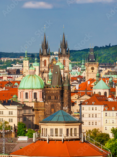 Wallpaper Mural Prague historical center old skyline with famous churches and Charles Bridge tower Torontodigital.ca
