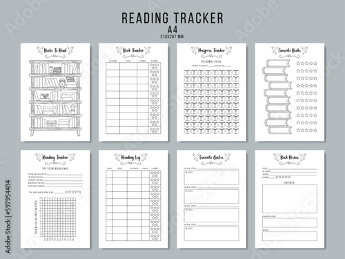 Reading tracker, book reading planner. Vector illustration