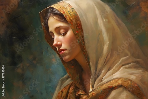 St. Mary the Virgin, the Mother of Jesus. Generative Ai.