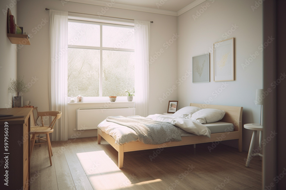 ベッドルームの風景　AI生成画像　Generative AI