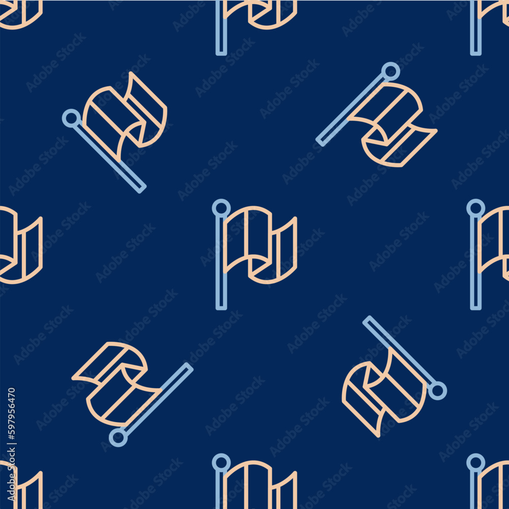 Line Flag Italy icon isolated seamless pattern on blue background. Vector Line Flag Italy icon isolated seamless pattern on blue background. Vector