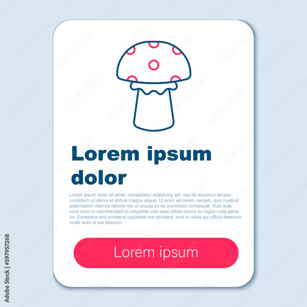 Line Mushroom icon isolated on grey background. Colorful outline concept. Vector Line Mushroom icon isolated on grey background. Colorful outline concept. Vector