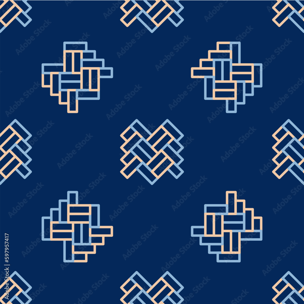 Fototapeta premium Line Parquet icon isolated seamless pattern on blue background. Vector
