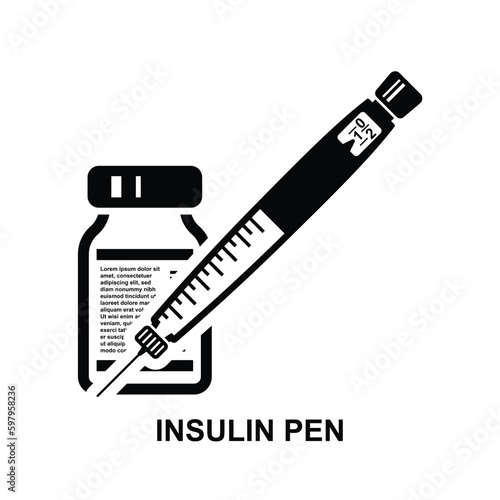 Insulin pen icon. I Insulin pen syringe and insulin viral isolated on background vector illustration.