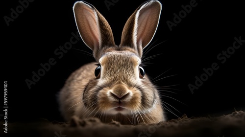 rabbit on a black background