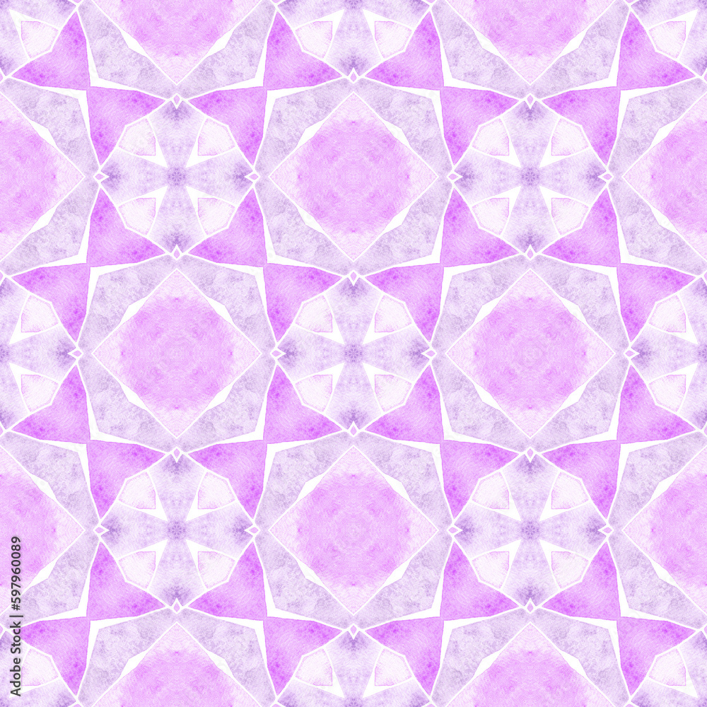 Chevron watercolor pattern. Purple authentic boho