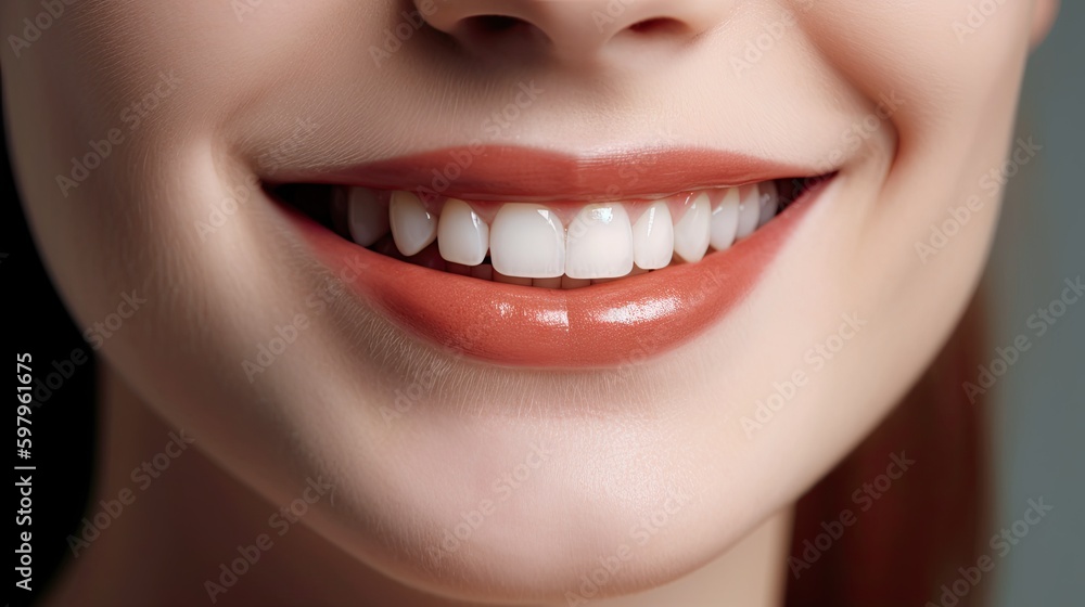 Close up of teeth and teeth whitening. Generative AI Close up of teeth and teeth whitening. Generative AI
