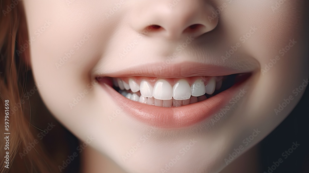 Close up of teeth and teeth whitening. Generative AI Close up of teeth and teeth whitening. Generative AI