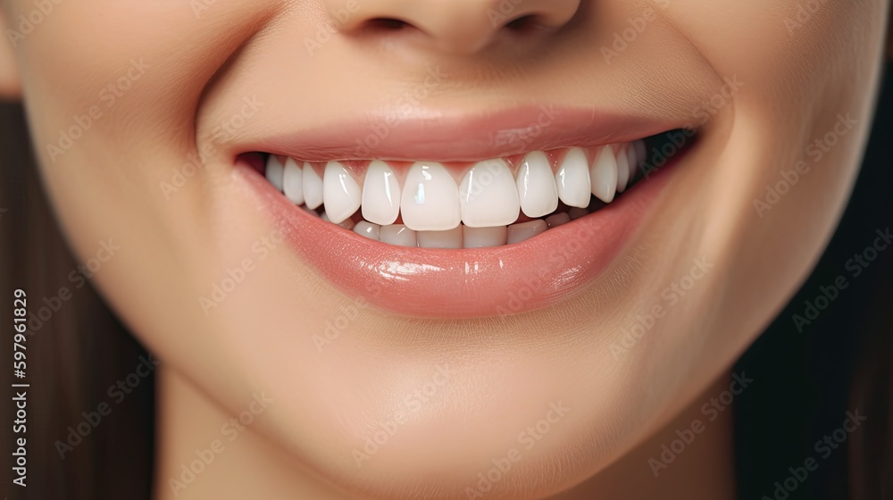 Close up of teeth and teeth whitening. Generative AI Close up of teeth and teeth whitening. Generative AI