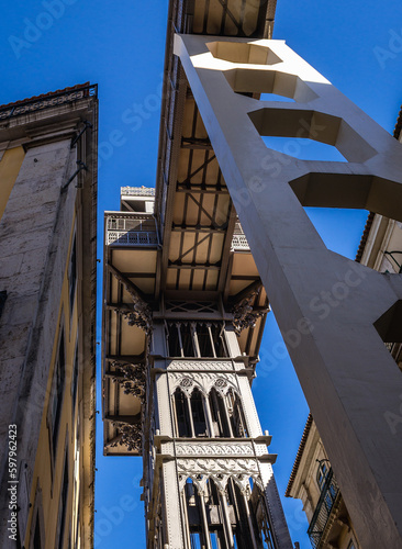 Santa Justa Lift also known as Carmo Lift in Lisbon city, Portugal © Fotokon