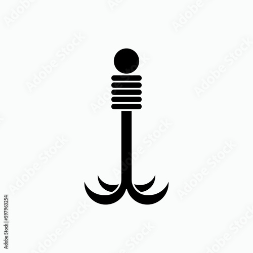 Grappling Hook Icon. Anchor, Fishing Equipment Symbol.