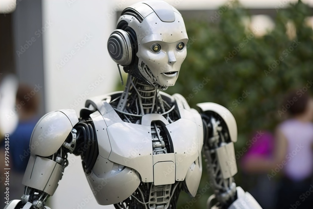 Futuristic AI Android robot. Futuristic AI Android robot.